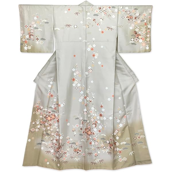Amazon | [京都室町st．] 訪問着 着物 洗える着物 単品 H・L アッシュ