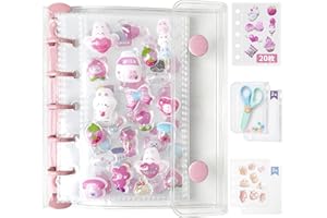 GOKEI シール帳 プラバン 透明 M5サイズ ミニ バインダー 【リフィル×20枚 チャック付きボケット×2枚 下敷き×2枚】 クリアバインダー 3層構造PPシート カードポケット シール台紙 プリ帳 カードスリーブ はがせる 女の子 コラージュノート ピンク