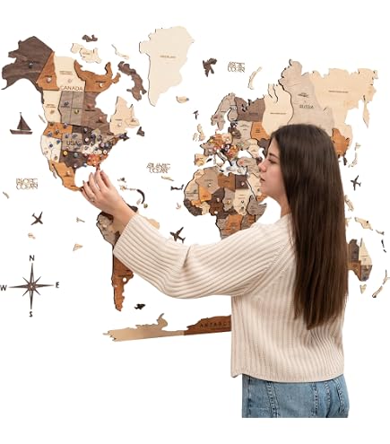 Amazon.co.jp: Enjoy The Wood 3D木製世界地図ウォールアート(マルチ