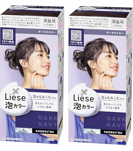 ④花王 リーゼ 泡カラー ダークネイビー ヘアカラー　　黒髪　カラーリング Amazon | リーゼ 泡カラー ダークネイビー 108ml 【医薬部外品