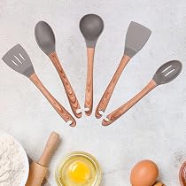 Anko Wood Look Nylon Kitchen Utensils Spoon Set | 5 Pieces Nylon ...