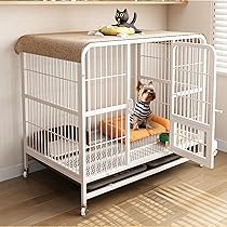 犬用　ケージ(木製+金属) Amazon.co.jp: CTREVL 犬用 ペットケージ 金属製 犬小屋 ドッグ