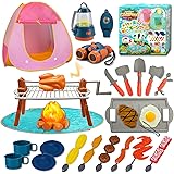 PLANTIO 【リニューアル】 キッズテント キャンプセット おもちゃ 玩具 人気 男の子 女の子 プレゼント 室内テント 子供用テント 秘密基地 収納袋付き 26点 【ピンクテントDX】