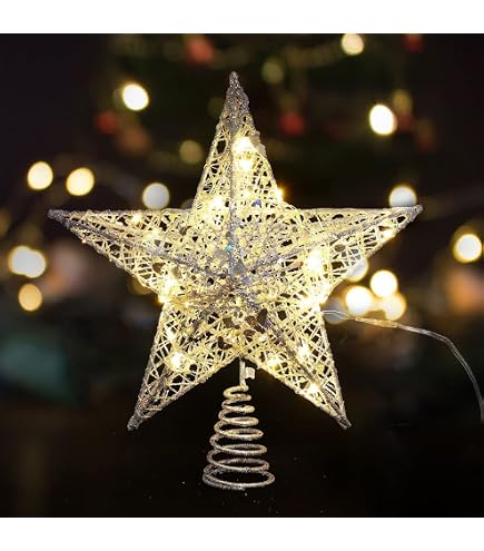 Amazon.co.jp: Lurrose クリスマスツリー トップスター 鉄製 星型
