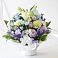 花由 お供え生花アレンジメント ユリ入りＳサイズ 白＋青・紫系