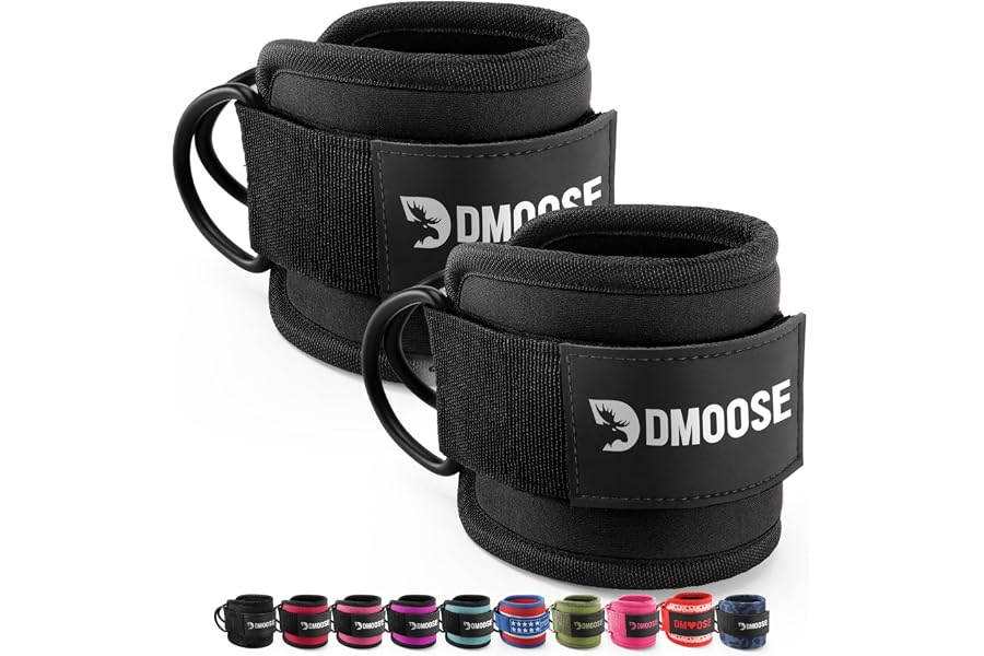 DMoose Fitness Ankle Straps for Cable Machines - One Size Fit with Premium Padding, Glute Kickback Ankle Strap for Women & Me