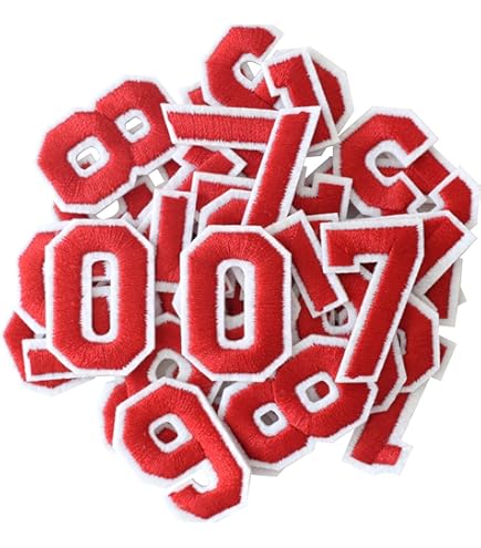 Number 1 Chenille Embroidery Patch - 2.5 Inch Iron-On Or Sew-On Varsity Style Patch, Red/White
