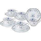 NARUMI(ナルミ) カップ ソーサー セット ペレーネブルー 215cc 5客セット 電子レンジ温め対応 40721-33476