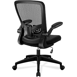 FelixKing 椅子 オフィスデスクチェア メッシュチェア 事務椅子 昇降機能付き 調節可能アームレスト 腰サポー 通気性抜群 厚手 座面 360度回転 オフィスチェア 男女兼用 (黑)