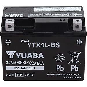 【Amazon.co.jp限定】 TAIWAN YUASA 【台湾ユアサ】正規品 AGM-バイク用バッテリー クロス付 YTX4L-BS