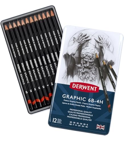 Koh-I-Noor Toison d'Or Graphite Pencil Artist Set, 8B-2H Degrees, 12 Pencils Per Tin, 1 Each