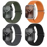 【4枚入り】Suitisbest コンパチブル アップルウォッチ バンド 編み込み 42mm 41mm 40mm 38mm Apple Watch ナイロンバンド 伸縮性 ゴム アップルウォッチ スポーツバンド Series 10 9 8 7 6 5 4 3 2 1 SEに対応 長さ無段階調整 柔軟 通気 防汗