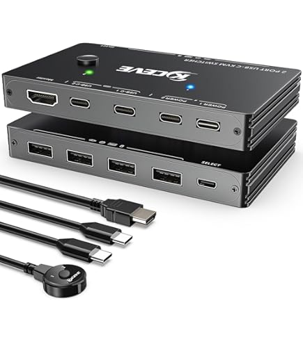 Amazon.co.jp: Type-C KVMスイッチ 4K@60Hz、2台のコンピューターが1台
