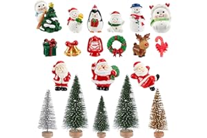 JANLOFO クリスマス ミニチュア 20個 クリスマスオーナメント クリスマス飾り 置物 小物 サンタ 置物 ミニ 雪だる サンタクロース ミニクリスマスツリー DIY 盆栽 クリスマスデコレーション