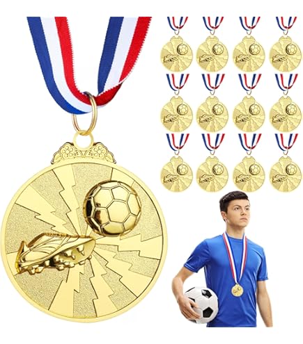飾って自慢！メダルセット！サッカー大会　金メダル Amazon | Abaokai サッカーメダル 12個 子供と大人向け 金賞