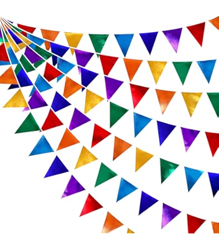 Vibrant 10 Meter Party Bunting - Green, Red & White PVC Flags (20 Pennants, Each 30x20cm) For Indoor/Outdoor Decor - View #3