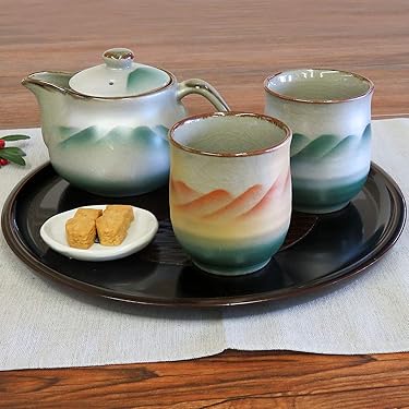 古緑横手急須と湯呑み三客セット 古緑横手急須と湯呑み三客セット 古緑横手急須と湯呑み三