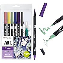 Amazon | トンボ鉛筆 筆ペン デュアルブラッシュペン ABT 6色&水筆