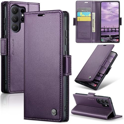 ELEPIK for Galaxy S26 Ultra Case with Card Holder, Kickstand [3 Card Holder + 1 Cash Slot] [Durable PU Leather] Magnetic Wall