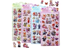 YAYAMIYA 3dシール 立体シール ぷくぷく キラキラ ごほうび 3D 可愛い 女の子 携帯電話飾り用 手帳用 DIY用 日記帳用 水筒 スマホケース アルバム飾り用 手芸用品 貼り付け可能 (4枚セット-A)