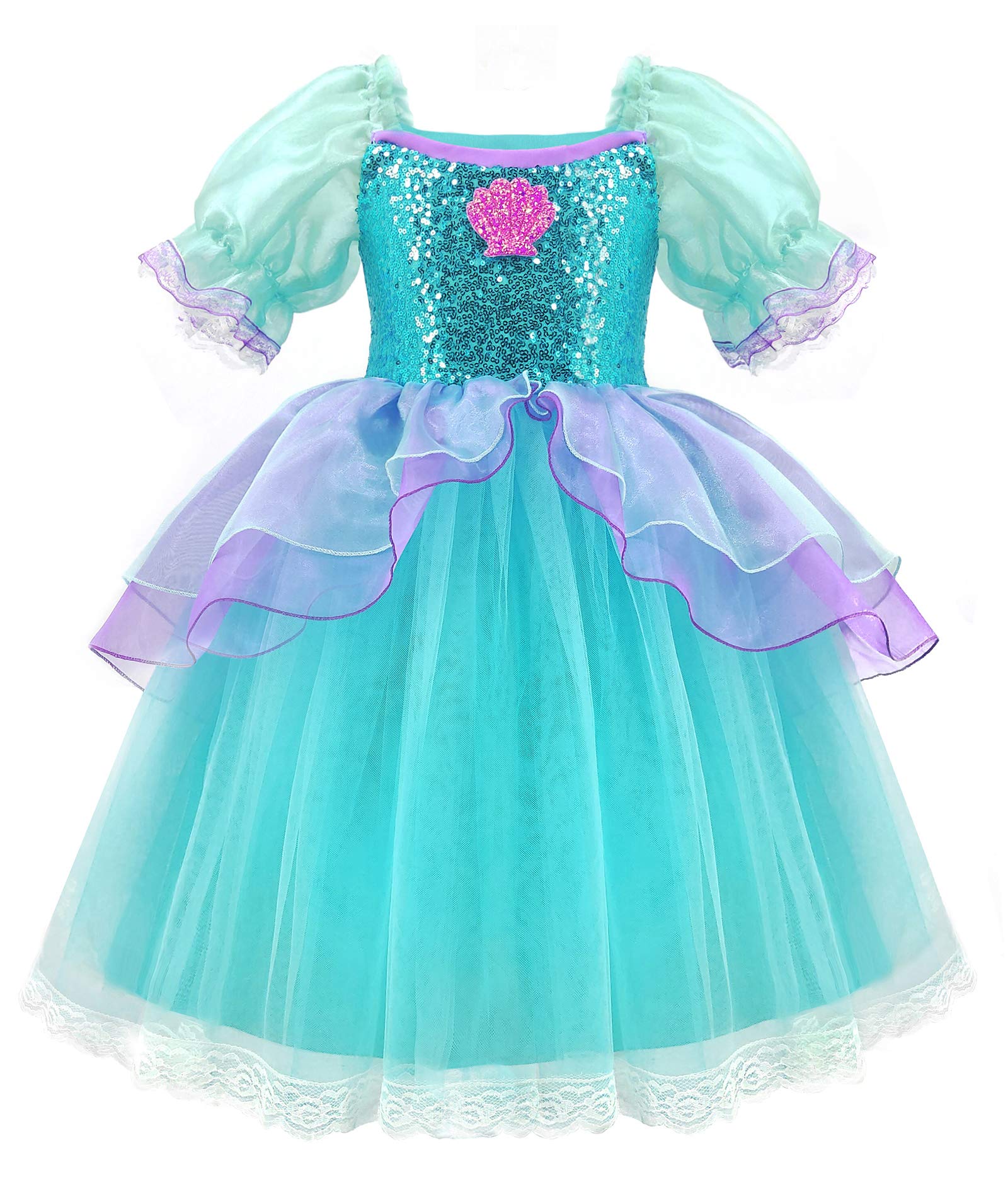 Axaxa Princess Dress for Kids (Princess Apron + Magic Wand + Tiara) 3-Piece Set, Kids Costume, One-Piece, Event, Performance, Costume, Dress-up, Outfit, Disguise, Stage Clothes, Christmas, Halloween - 1