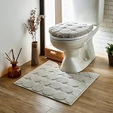 [ベルメゾン] トイレマット 抗菌 防臭 サークル柄 トイレファブリック ライトグレー ワイドマット・フタカバーなし