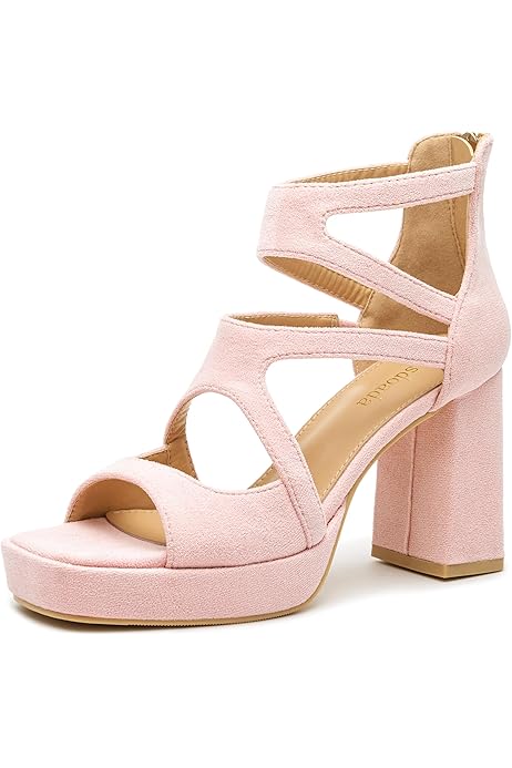 Light Pink Heels Herstyle Women's Chunky Platform Heels