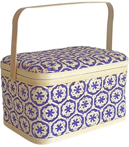 Amazon.co.jp: 山下工芸(Yamasita craft) 竹円型フタ付バスケット B 大