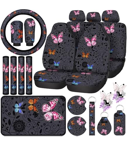 Purple Car Accessories 24 PCS Butterfly Cr Ccessories Set For