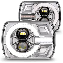 thumbnail image 2 of Pair 5x7 / 7x6 LED Headlights With Halo - DOT/SAE, Fit Freightliner FL Series, MT Series 2 of 3