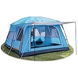 KTT Extra Large Tent 12 Person(Style-B),Family Cabin Tents,2 Rooms,Straight Wall,3 Doors and 3 Windows with Mesh,Waterproof,D