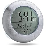 防水時計 お風呂時計 壁掛け 置き時計 お風呂 Gearmax 防水クロック 時計・日付・曜日・温度表示 吸盤式 防滴 防水 風呂 浴室