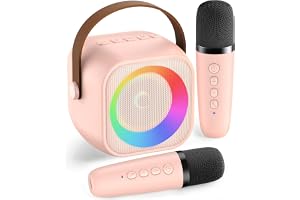 Karaoke Machine for Kids Adults, Mini Portable Bluetooth Karaoke Speaker with 2 Wireless Microphone and Lights, Christmas Birthday Gifts for Girls Ages 4, 5, 6, 7, 8, 9, 10, 12+ Family Home Party