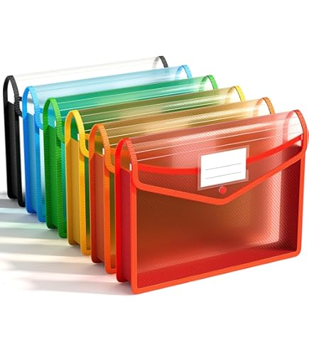 24 Pack Plastic Envelopes With Snap Closure - A4 Clear File Folders With Label Pockets - Waterproof Document Organizers