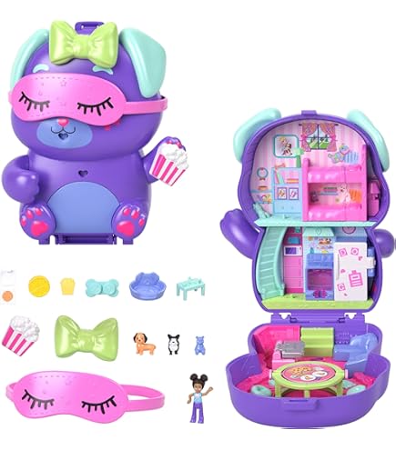 Polly Pocket Coffret Forêt Des Licornes – Corne à Paillettes, Goûter, 2 Figurines, 13 Accessoires, Pop & Swap, Dès 4 Ans