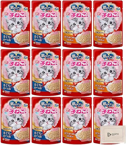ユニ・チャーム　銀のスプーン　子ねこ用　まぐろかつお　60g 12袋　１０箱 Amazon.co.jp: 銀のスプーン キャットフード パウチ 健康に育つ