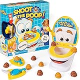 The Original Shoot The Poop – 面白いファミリーゲーム – 速くて熱狂的な流すうんちゲーム 子供のための楽しいサウンド – おしゃべり便器、器用ランチャー、12個のソフトプラスチックトイプー
