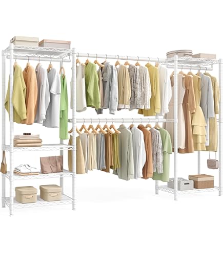 Amazon｜ハンガーラック 2段 洋服ラック 耐荷重181kg 頑丈 キャスター