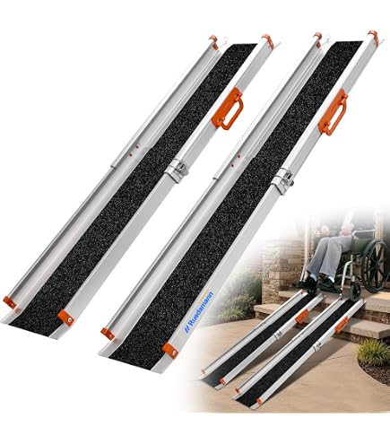 Amazon.co.jp: KIKAIYA 車いす用スロープ 2100mm 2本セット 伸縮式 