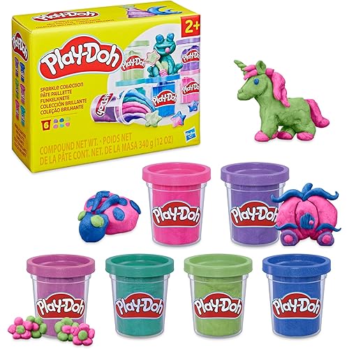 Play-Doh 6 Pack Sparkle Collection, Assorted Metallic Shine Colors, Arts & Crafts Toy, Preschool Toys for 3 Year Olds & Up