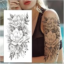 Cerlaza Temporary Tattoos for Women, Fake Flower Tattoos Stickers ...