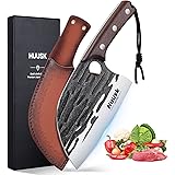 Huusk Japan Knives, Upgraded Serbian Chef Knife Japanese Meat Cleaver Knife for Meat Cutting Forged Butcher Knife with Sheath