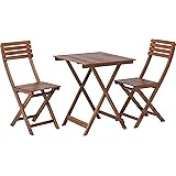 不二貿易 ガーデンテーブルセット 2人用 テーブルサイズ 幅60×奥行60×高さ72cm ブラウン 屋外 テーブル1台 チェア2脚 3点セット 79444