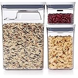 OXO 保存容器 プラスチック 密閉 ポップコンテナ レクタングル 3ピース セット スクープ付