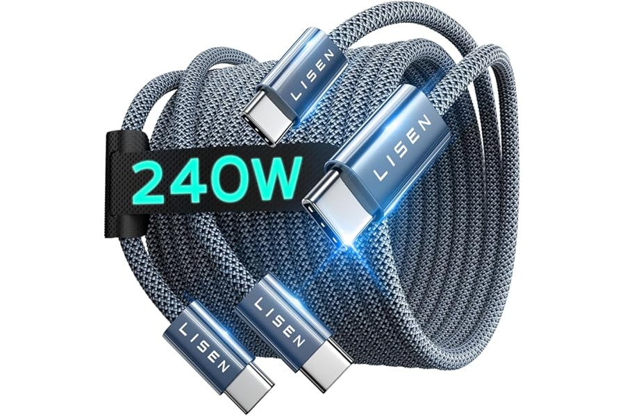 LISEN 2 Pack 240W USB C to USB C Cable 2M USBC to USBC PD Fast Charging Type C Charger Cable for iPhone Accessories 17 16 15 