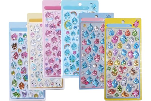 【J P発送】6枚セット しずく シール ちゃん ぷくぷく シール 手帳 デコ ギフト (6枚セット-A) [並行輸入品]