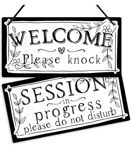 Putuo Decor 'Session In Progress' Door Sign - 10x5 Inch PVC Botanical Plaque For Office, Spa, Therapy