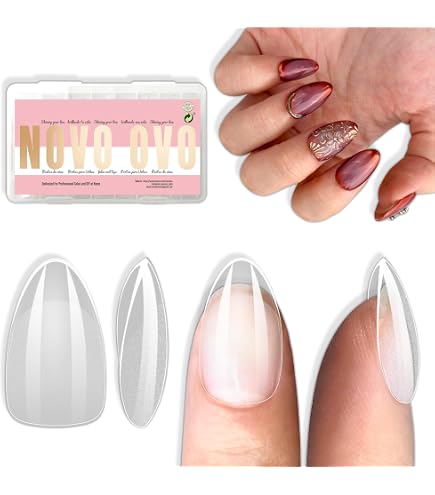 Amazon | NOVO OVO Medium Almond Nail Tips Extra Thick Press on No
