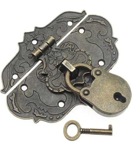 2 Retro Antique Box Trigger Latch Lock, Antique Latch Hook, Vintage Retro Style Bronze Buckle Lock, Antique Small Box Cabinet Door Locks Furniture