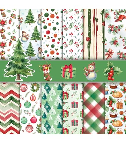 Amazon | Whaline クリスマス柄紙 24枚パック 30x30cm クラフトレッド
